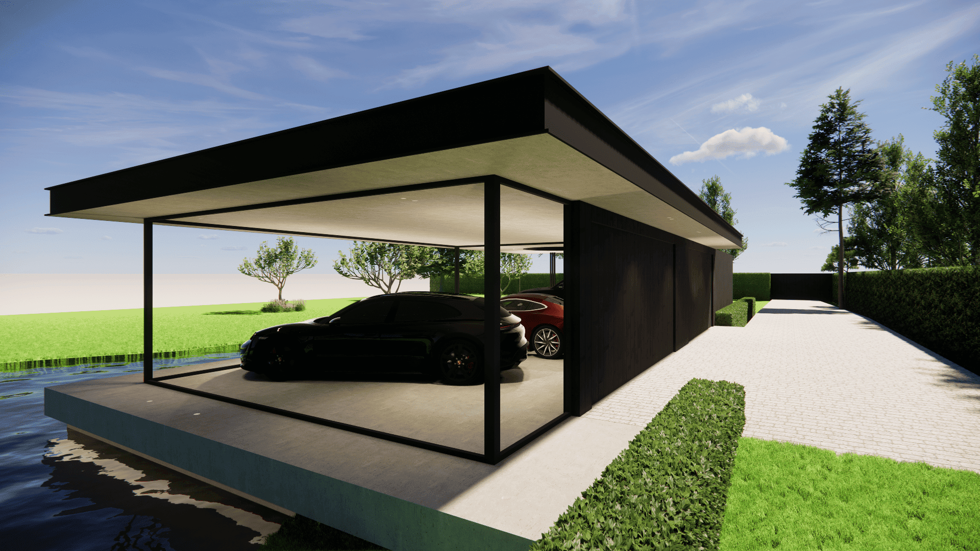 Interieurarchitect België inrichting limburg render garage outdoor