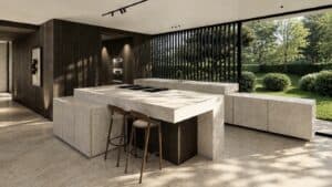 High end keuken op maat, in exclusieve natuursteen ontwerp Robi Interior Knokke Hasselt
