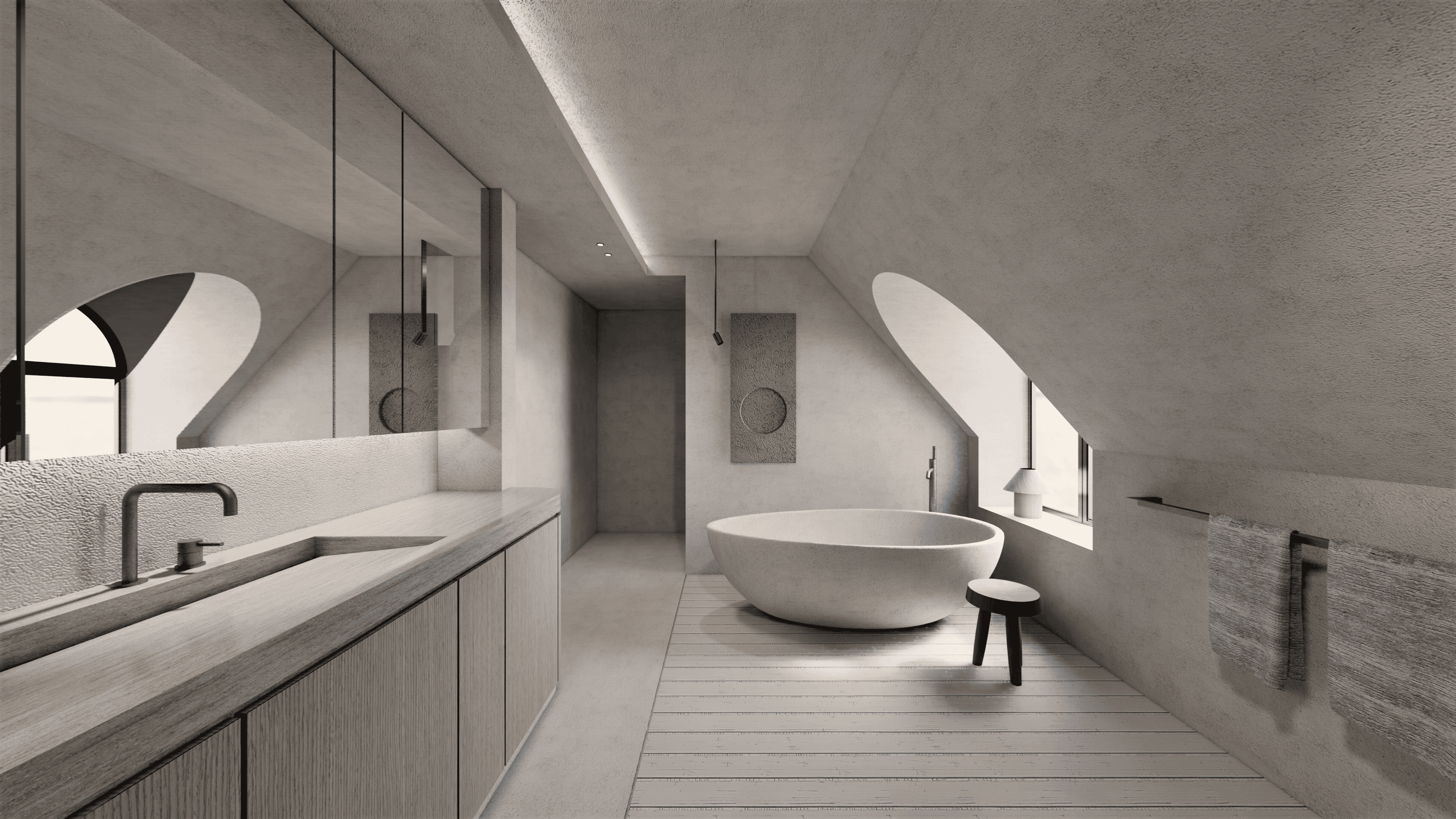 Interieurarchitect België inrichting limburg render badkamer