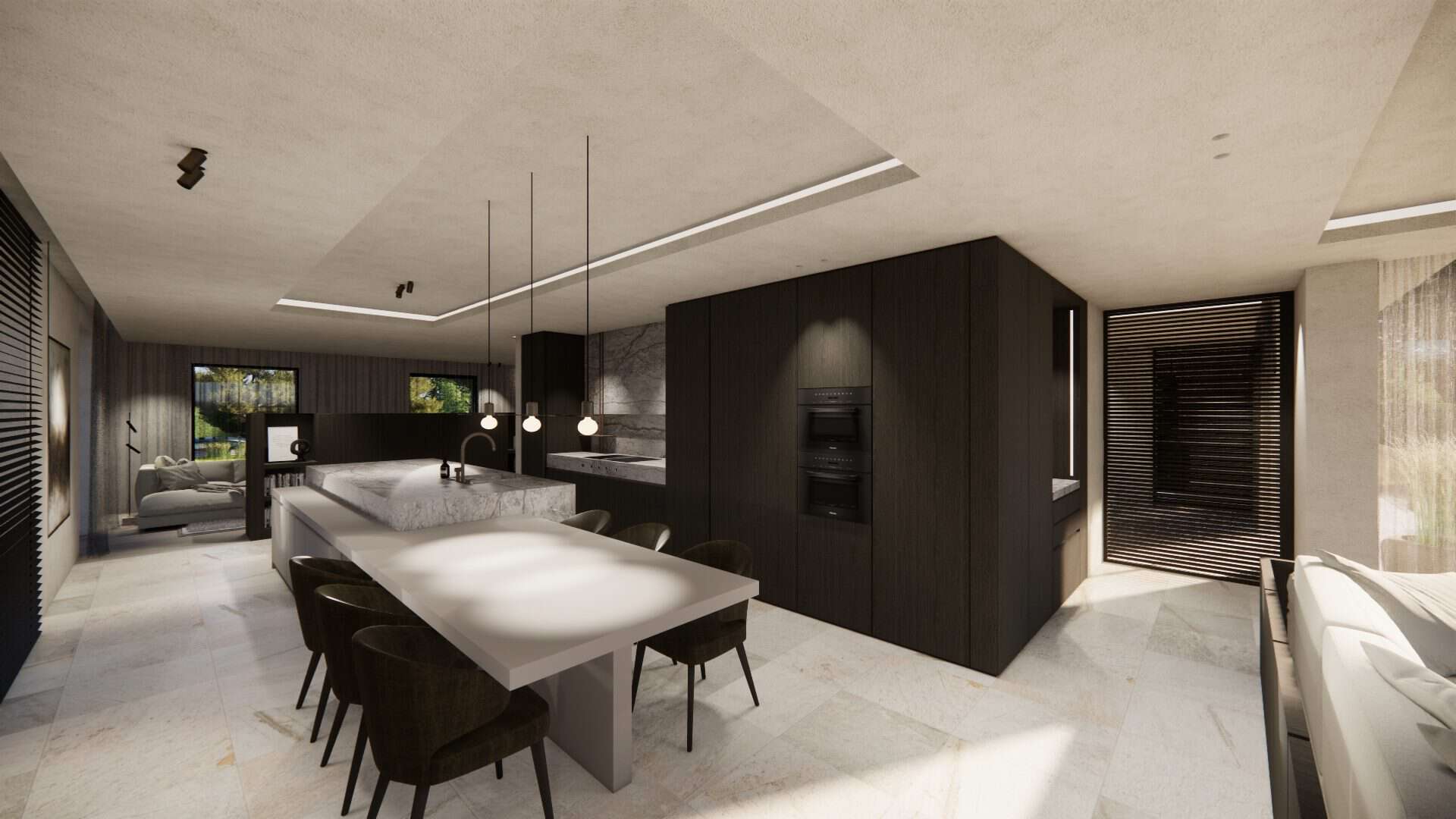 Interieurarchitect België inrichting limburg woning render keuken keukenontwerp