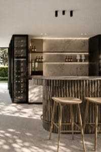 High-end poolhouse met exclusieve materialen door interieurarchitect Robi Interior Hasselt en Knokke